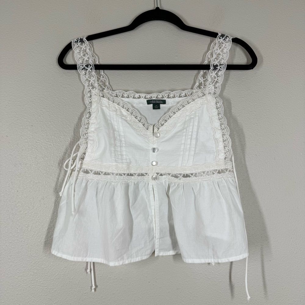 Wild Fable Babydoll Crop Top Size XS White Lace Cottagecore Coquette Dainty Doll